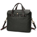 Imported Genuine Leather Laptop Briefcase Satchel Waterproof Waxed Canvas Armygreen Khaki Casual Style Zipper Closure 30-40L