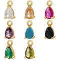 Simple 8*5mm Tiny Colorful Teardrop Pendant Gold Brass Pendant Necklace Zircon Teardrop Pendant Charm