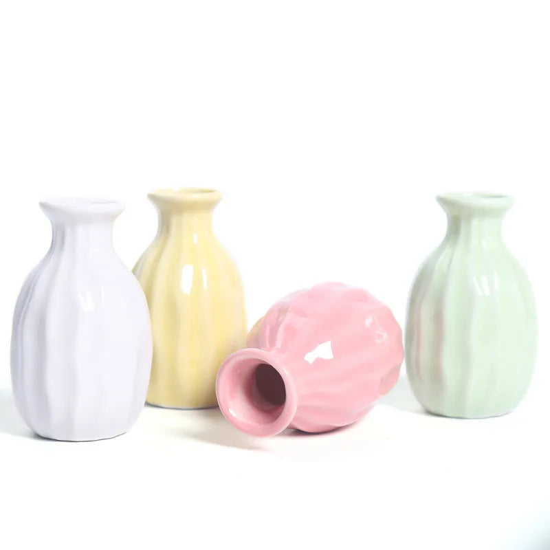 Hot Selling Simple Table Decor Hydroponic Flower Utensils Dried Flowers Arrangement Mini Ceramic Vases for Centerpieces
