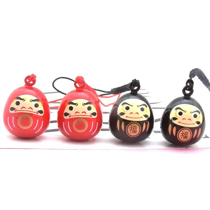 Cute Wealth Dharma Red Bag Pendants Water Bells Phone Pendant Lucky Keychains Japan Daruma Keyring Bell Pendant