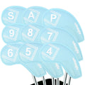 New Arrival Long Neck Durable Golf Headcover 9 Piece Set PU Leather Golf Iron HeadCovers