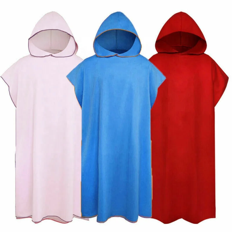 Custom Hot Selling Digital Print Microfiber Suede Beach Surf Poncho Towel Changing Robe Bathrobe Kids Adults