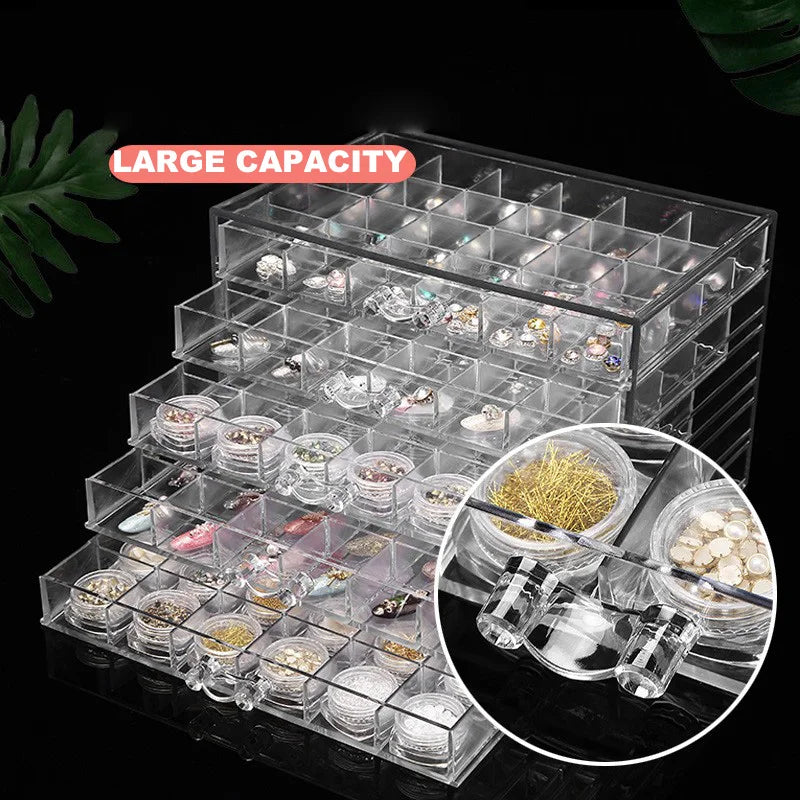 120 Grid Acrylic 5-Layer Drawer Detachable Small Accessory Display Box for Nail Tools Cosmetics Decorative Storage-Made Plastic
