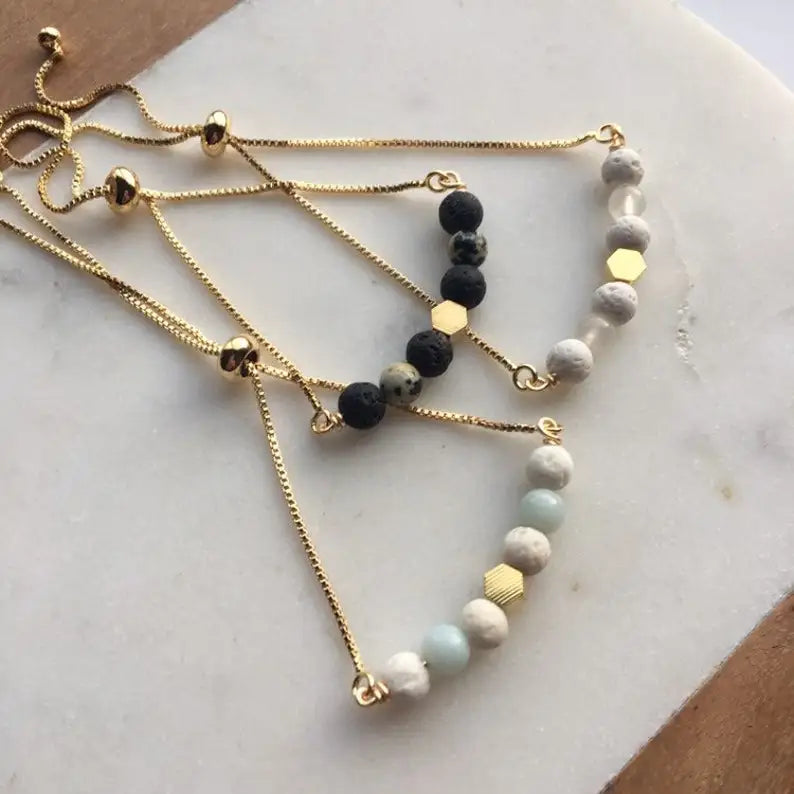 Aromatherapy Essential Oil Diffuser Bracelets Custom Spiritual Healing Crystal Moonstone Lava Stone Beads Charm Bracelet