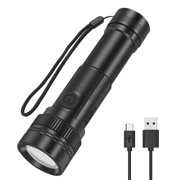 Boruit ST12 High Bright Zoom Focus Flashlights Portable Long Range 300 Meters Recharging Flashlight Mini Multiple Use Flashlight