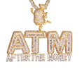 DUYIZHAO Hip Hop Jewelry After the Money ATM Money Dollar Bag Icy Initial Alphabet Letter Pendant With 20inches Tennis Chain