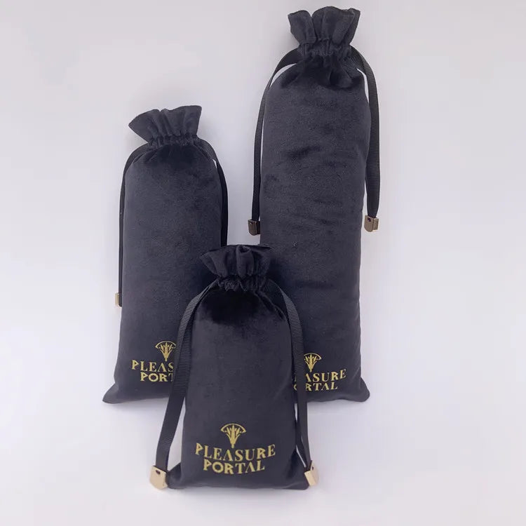 Factory Custom Printed Black Velvet Drawstring Bags Custom Logo Velvet Packing Bags Velvet Jewelry Button Bag