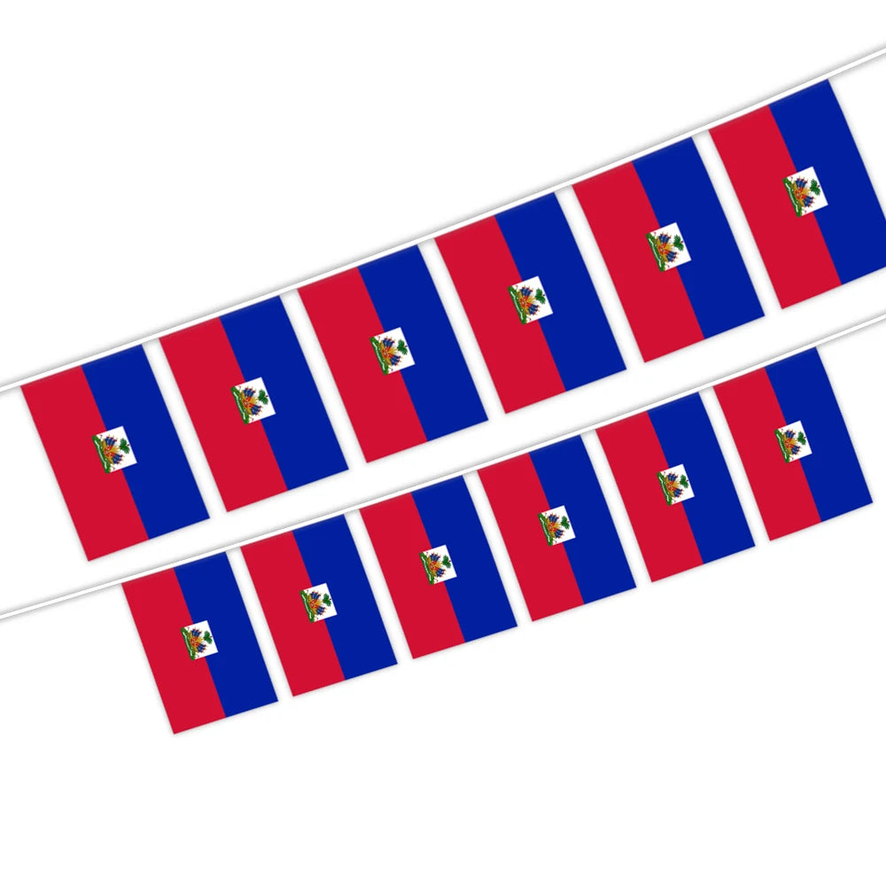 Wholesale 5.5x8 Inches Haiti String Bunting Flags for Indoor and Outdoor Decoration 20pcs/set Display Accessories