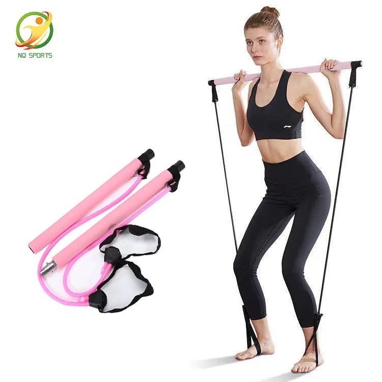 NQ SPORTS Pilates Bar Set Yoga Pull Rods Pull Rope Portable Home Gym Body Workout bar Kit for Resistance Bands