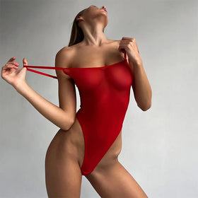 New Hot Selling Sexy Mesh Perspective Bodysuit Hanging Strap Funny Sexy Sheer Sleepwear Girl