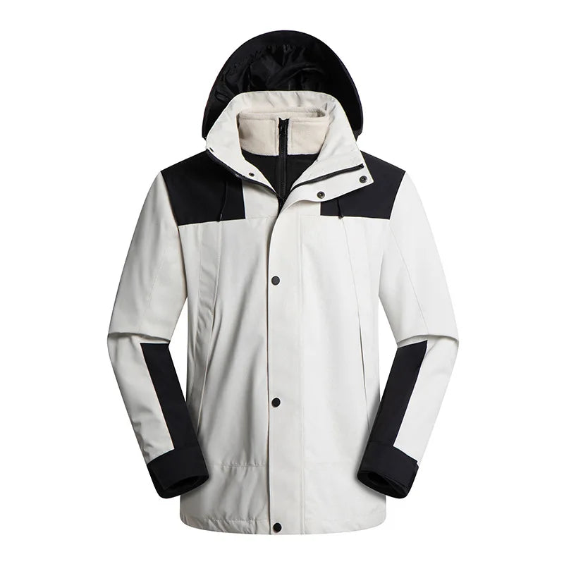 Men's Women's Three-In-One Outdoor Workwear New Cold-Proof Three-Piece Set Removable Fleece Solid Woven Technique for Winter Use