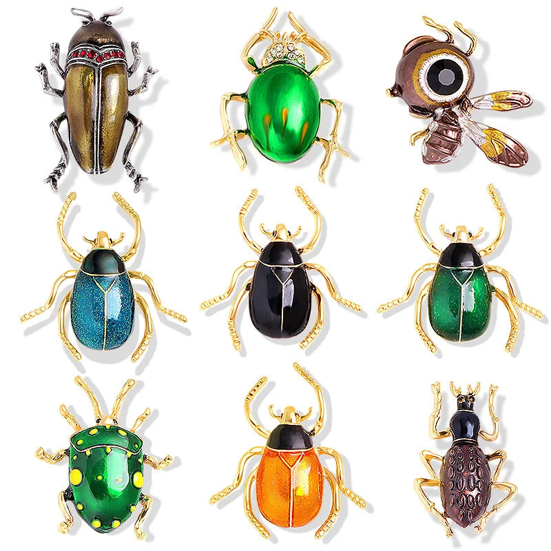 Jachon New Colorful Insect Animal Brooch Pin Women Cute Fashion Bee Beetle Alloy Drop Oil Corsage