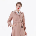 2023 Bosha Pink Apricot Women's Custom Trench Coat Long Casual Style With Belt and Buttons for Spring Autumn