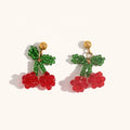 Dingran Summer Fresh and Sweet Colorful Acrylic Cherry Stainless Steel Stud Earrings for Women