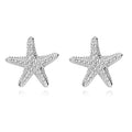 Cute starfish studs women simple 925 sterling silver fashion full diamond zircon starfish stud earrings