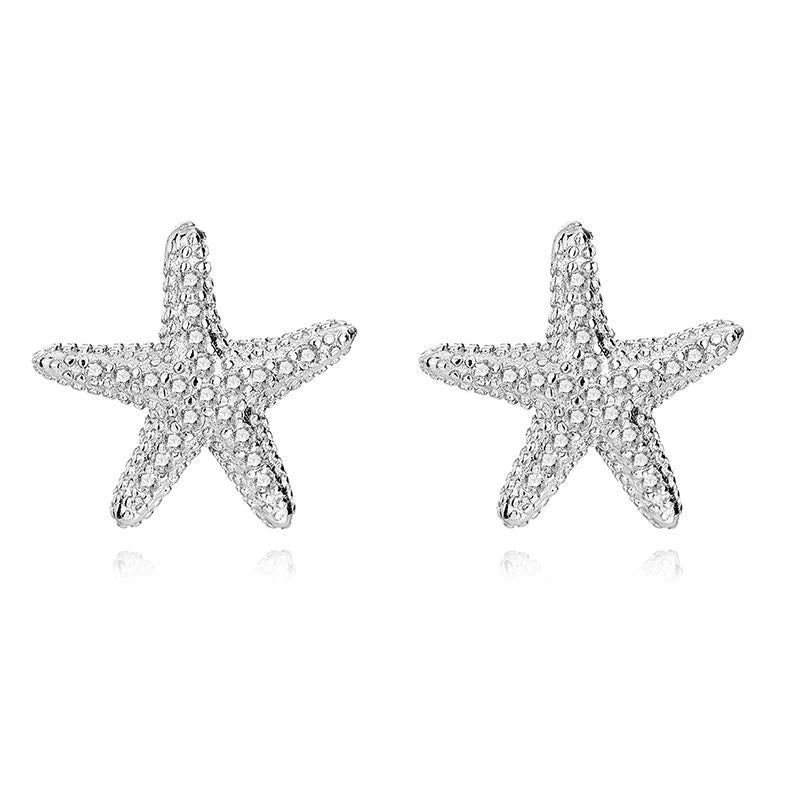 Cute starfish studs women simple 925 sterling silver fashion full diamond zircon starfish stud earrings