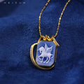 Romantic Design 925 Sterling Silver Zircon Jewelry Carved Pegasus Agate Pendent for Women Girls Memorial Gifts