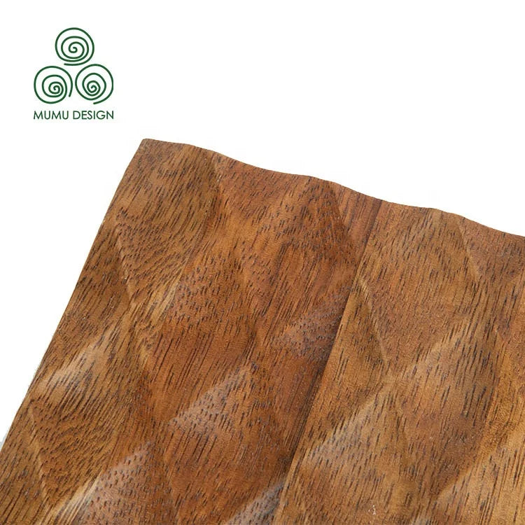 MUMU 3D Indoor Wave Luxury Solid Timber Material Living Room Veneering Wood Wall Clad Panel