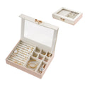 New Luxury Transparent Lid PU Leather Small Jewelry Box Organizer Magnetic Snap Travel Jewellery Gift Case