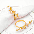 Wedding Table Accessories Gold Metal Rhinestone Wood Branch Shape Pearl Napkin Rings Holder