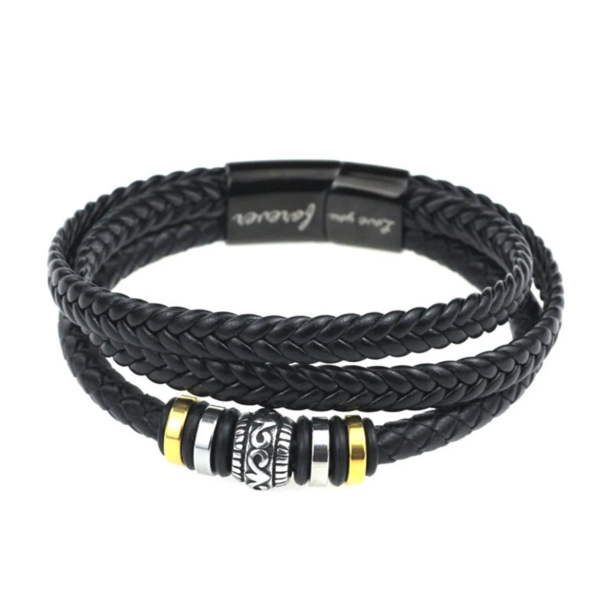 To Son/Dad Bracelet Leather Braided Wristband Bracelet Wrap Father's Day Men Fashion Jewelry Gift