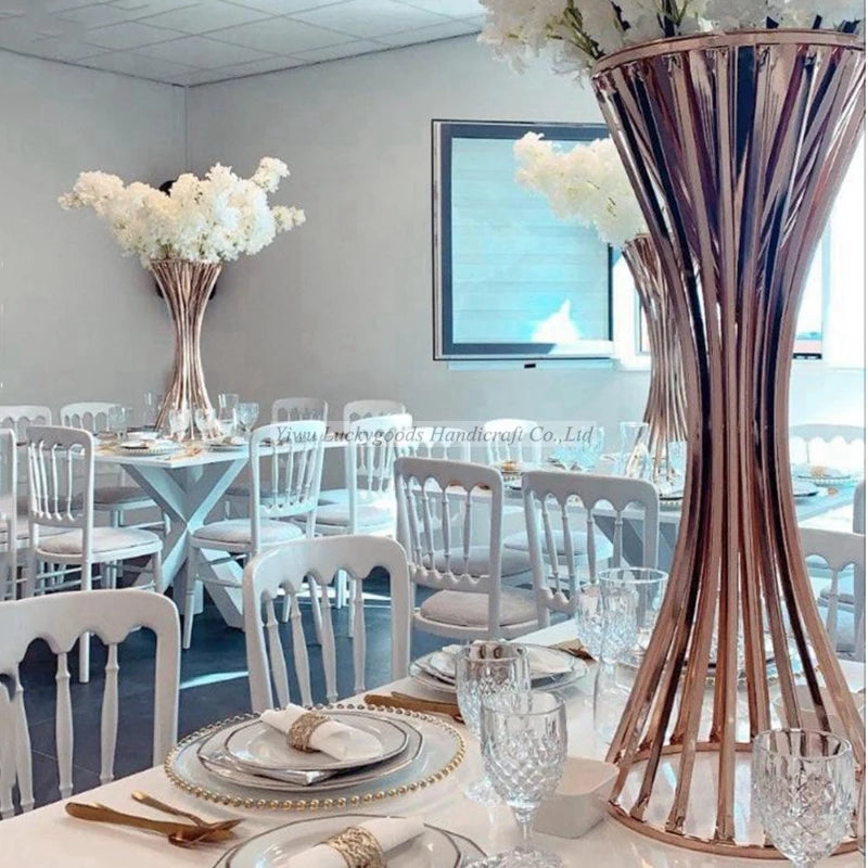 Luckygoods Gold Color Stainless Steel Flower Stand Centerpiece for Wedding Decoration BXG210511-35