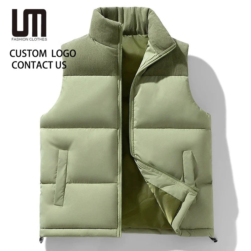 Liu Ming Fashionable 2025 Autumn Winter Men Clothes Polyester Vest Stand up Collar Windproof Casual Waistcoats