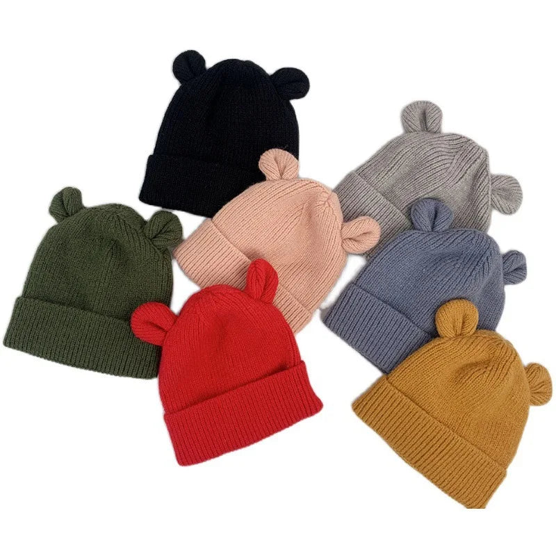 Unisex Kids Plaid Hand Embroidery Beanie Cute Warm 4 Season Common Baby Hat for Travel