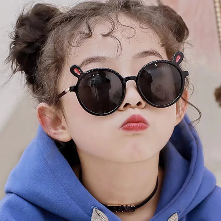 2022 Hot-selling Cute Round Frame Rabbit Sunglasses for Kids UV400 Protection Children's Plastic Frame Glasses