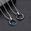 Fashion Stainless Steel Couple Necklace Rhinestone Three Rings Steel Pendent Necklace for Men Women Circle Ring Pendent Necklace
