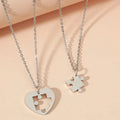 2Pcs/Set Lover Paired Couple Stainless Steel Pendants Necklace Heart Puzzle Necklaces for Lover Woman Man Friends Necklace