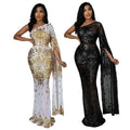 African New Design Plus Size Solid Color Beaded Bodycon Evening Diinner Party Dress Women