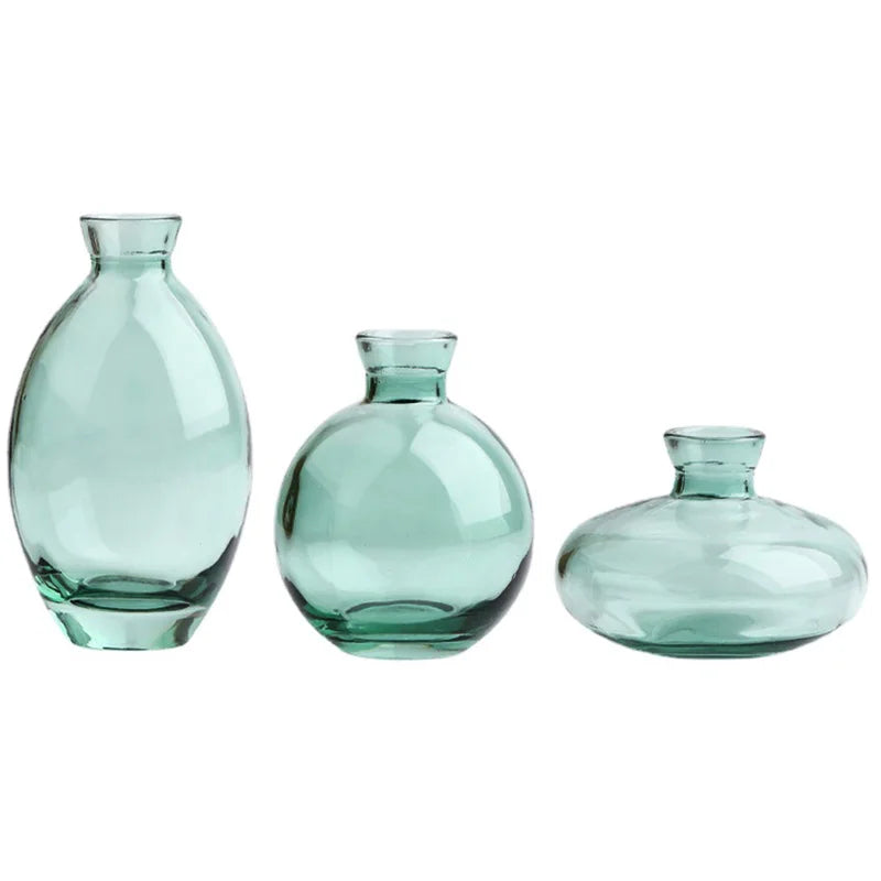 Luxurious Modern European Flower Glass Vase Set Colored Clear Wall Vase for Home Wedding Hotels Luxury Ins Artificial Flower Pot
