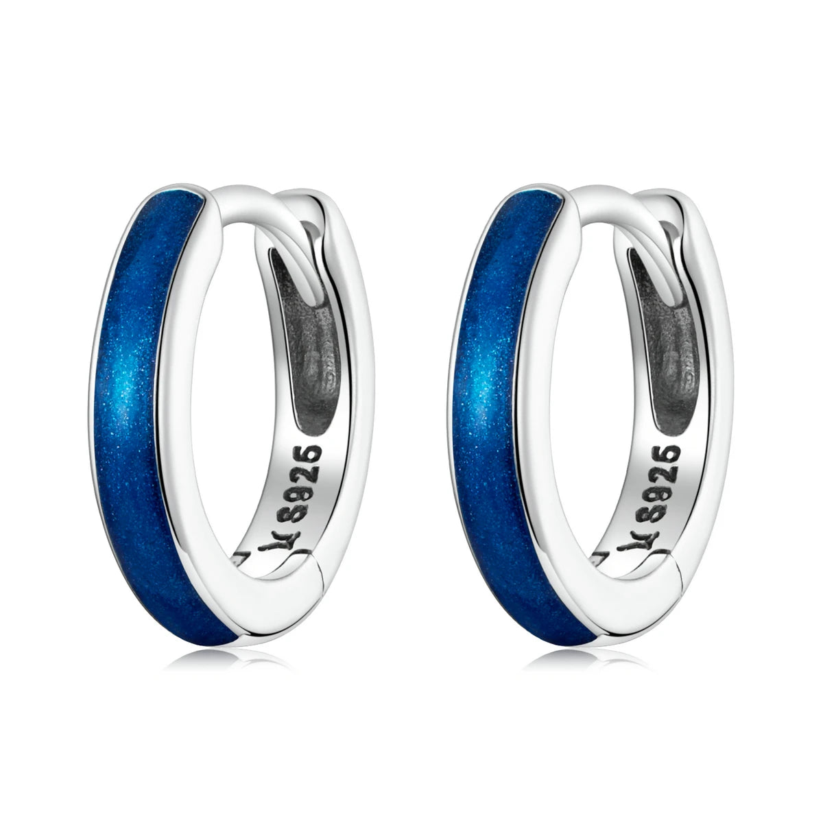 Factory Trendy 925 Sterling Silver Simple Klein Blue Ear Buckles for Women Classic Hoop Earrings Fashion Fine Jewelry SCE1360