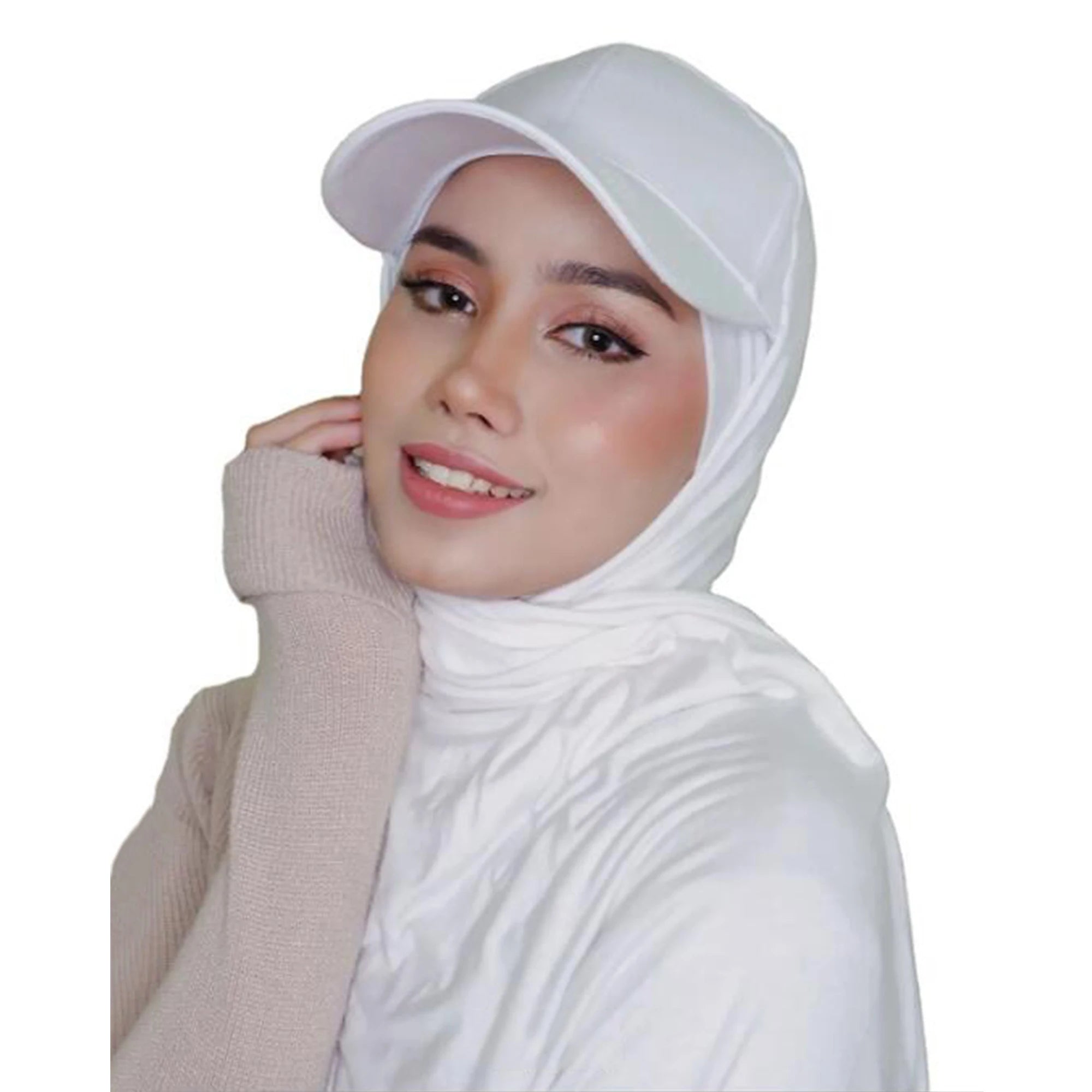 2022 New Fashion Plain Cotton Jersey Hijab with Baseball Cap New Instant Scarf Shawl Look Muslim Department