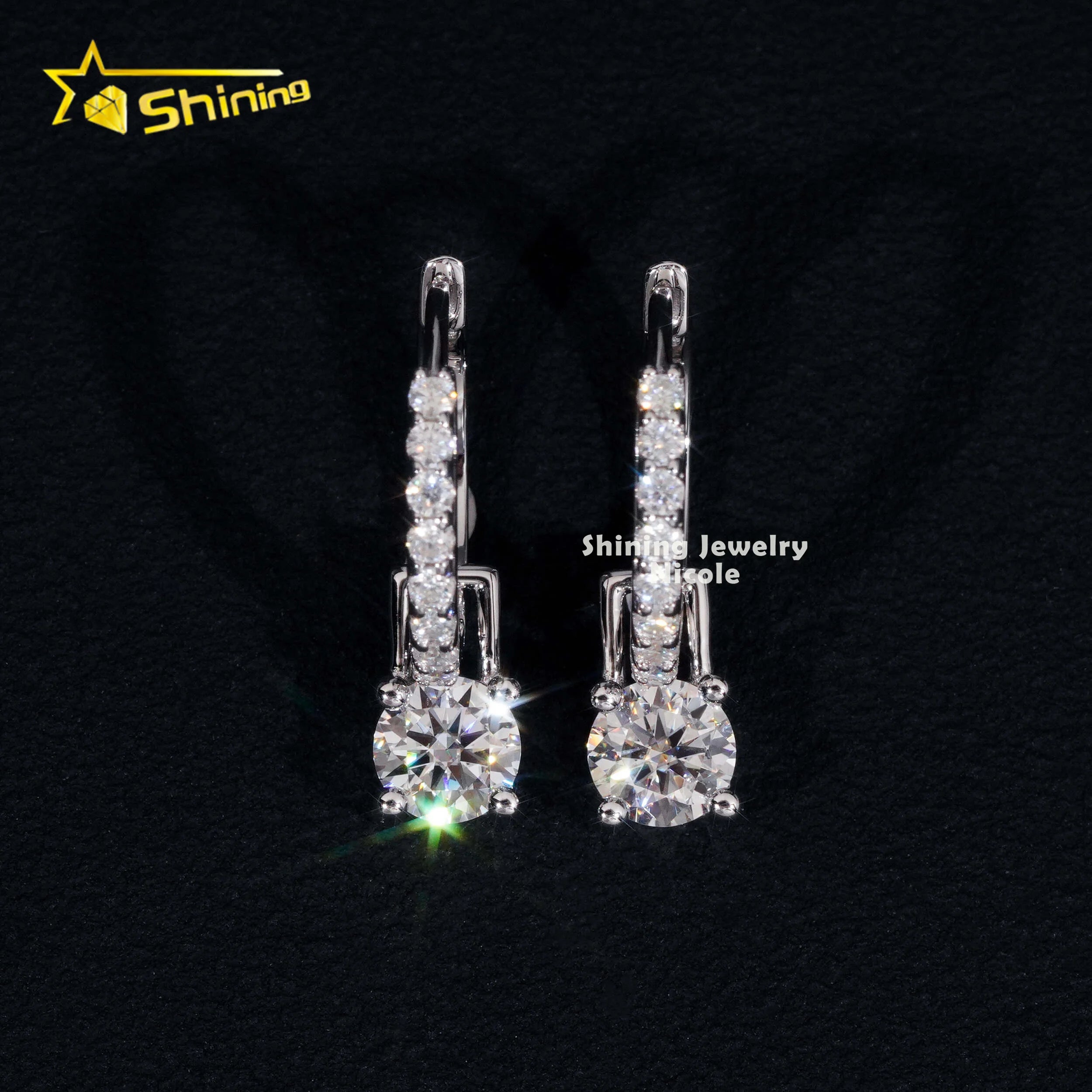 Hip Hop New Style 925 Sterling Silver Multifarious Drop Earring Moissanite Diamond Silver Hoop Earrings