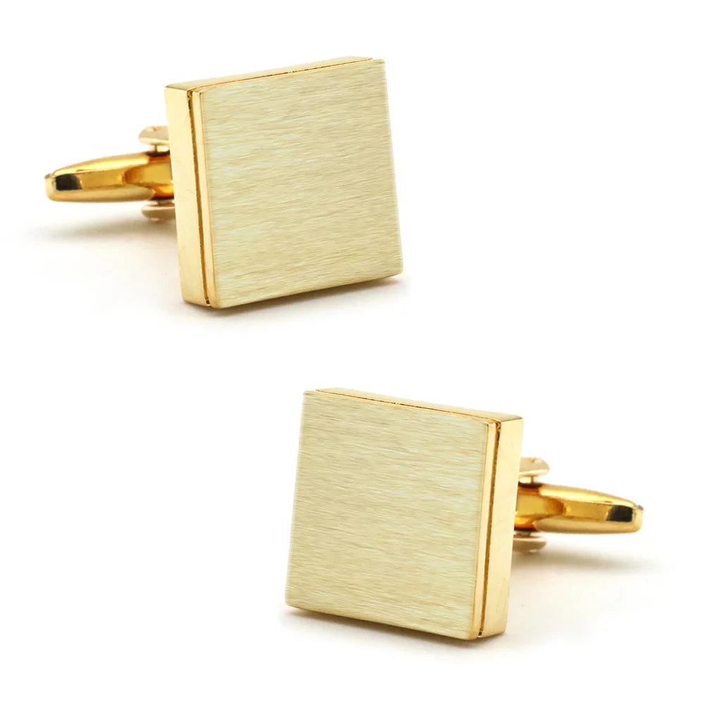 Customized Cuff Links Brass Copper Plating Buttons Men's French Shirt Sleeve Studs Cufflinks Smooth Brushed Metal Square Gold