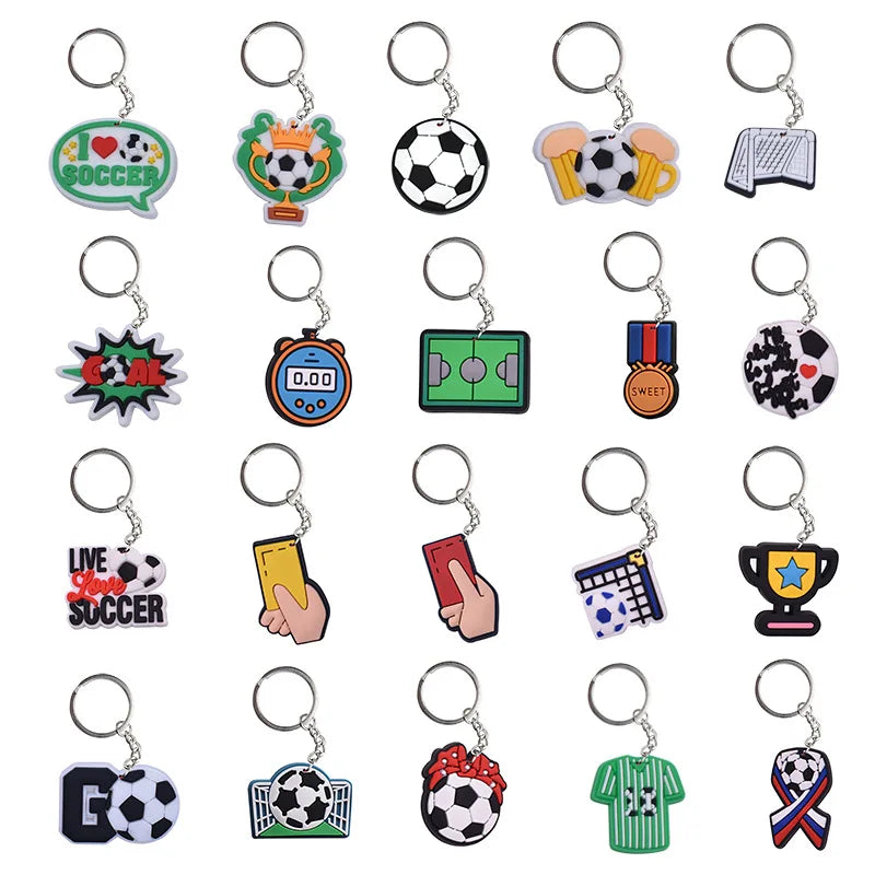 Wholesale Sports Football Keychain Pendant PVC Soft Rubber DIY Decorative Buckle Backpack Hanging Decoration Promotional Gift