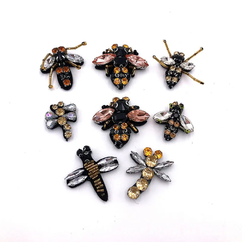 Sew-on Hand-made Crystal Claw Drills Insect Bee Dragonfly Patch Accessories Shoes Hat Jewelry Decoration Garment Beads Patches
