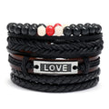 Hot Selling Personalized Vintage Woven Leather Bracelet 'LOVE' Handmade Antique Silver Plated Adjustable Size Unisex Jewelry