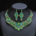 Hot Sale New Retro Leaves Flowers Luxury Women Bridal Wedding Necklace Earrings Fine Jewelry Set