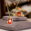 Factory Supply 925 Sterling Silver White Gold Natural Garnet Female Jewelry Set for Nigerian Weddings Engagements Gold Parties