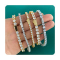 Pave Tennis Bracelet Cz Jewelry 2024 Bracelets Men Women Single-Row Diamond Zircon Spring Buckle Stainless Steel Tennis Bracelet
