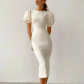 Elegant Party Women's Dress Skinny Puff Sleeve Medium Body Pencil Skirt Casual Office Women's Clothing