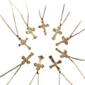 Fashion Designer Women Gift Gold Chain Necklace Crystal Rhinestones Zircon Cross Pendant Colored Stone Stainless Steel Necklace