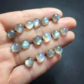 Healing Gemstone Stone Fine Jewelry Natural Raw Crystal Labradorite Heart 925 Sterling Silver Earrings for Women
