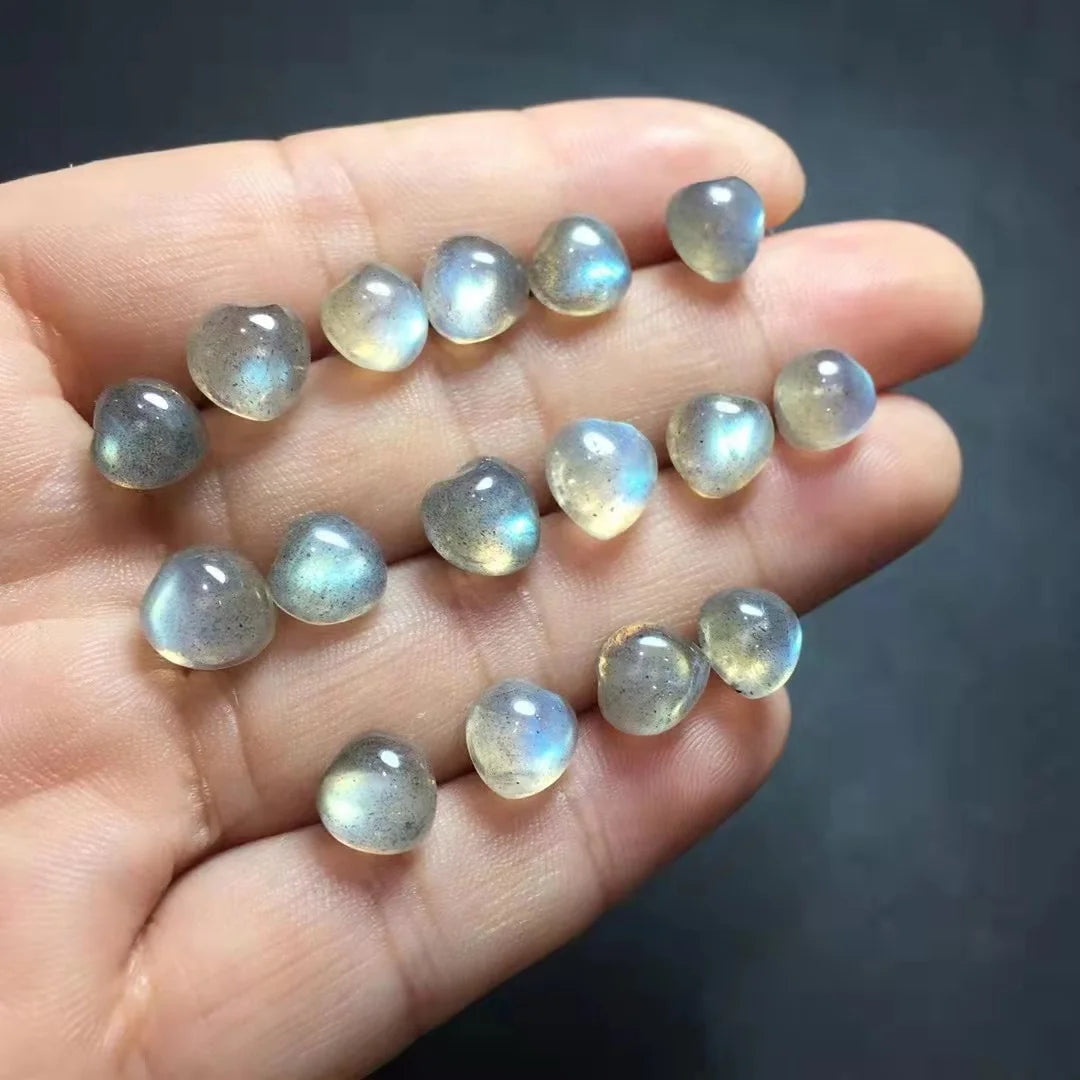 Healing Gemstone Stone Fine Jewelry Natural Raw Crystal Labradorite Heart 925 Sterling Silver Earrings for Women