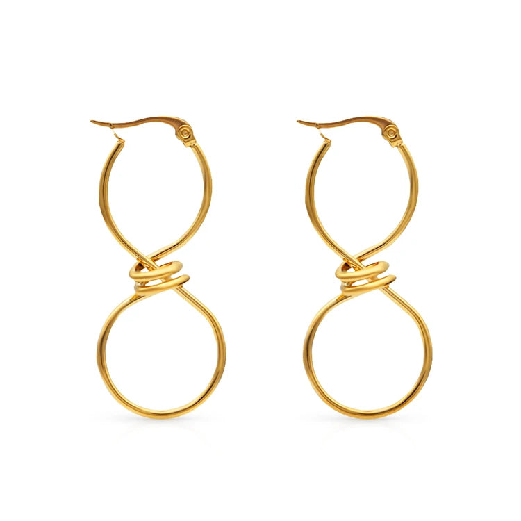 Chris April Stainless Steel Fashion Jewelry Designer Gold Silver Plated Twist Knot Large Hoop Earrings