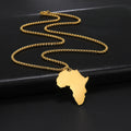 18K Gold & Silver Plated Stainless Steel Africa Map Pendant Necklace Classic Link Chain Style Manufacturer's Product
