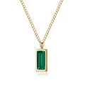 Hainon Rectangular Emerald Zircon Pendant Necklace Stainless Steel Clavicle Chain 14K Simple Pendant Necklace Women